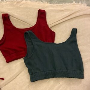 Solid tank top & tie waist shorts lounge sets - SHEIN red and blue